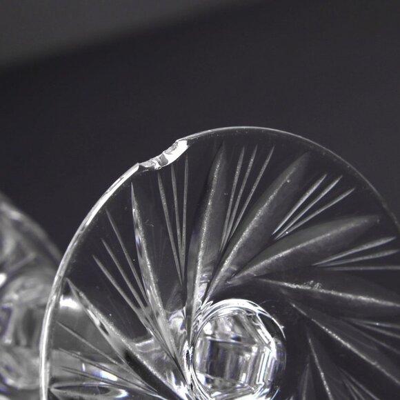 W J Hughes Crystal Janessa Water or Wine Glasses, Cut Star/Pinwheel /Fan Set 11 - Picture 11 of 13